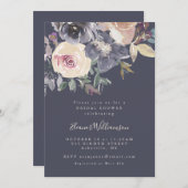 Boho Dusky Dark Paarse Floral Script Vrijgezellenf Kaart (Voorkant / Achterkant)