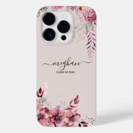 Boho Dust Roze Waterverf Flower Custom Afstuderen Case-Mate iPhone 14 Pro Hoesje