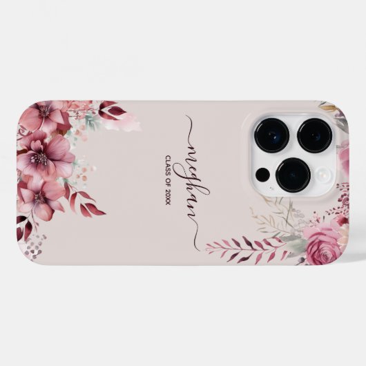Boho Dust Roze Waterverf Flower Custom Afstuderen Case-Mate iPhone Case (Achterkant (horizontaal))