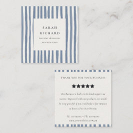 Boho Dustige Blauwe Aquarel Strepen Review Verzoek Vierkante Visitekaartje