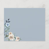 Boho Dusty Blauw Beige Bloemen Script Bruiloft RSV (Achterkant)