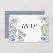 Boho Dusty Blauw Bloemen Eucalyptus Bruiloft RSVP (Voorkant / Achterkant)