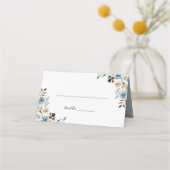 Boho Dusty Blauw Groen Rustiek Bloemen Huwelijk Plaatskaartje (Voorkant)