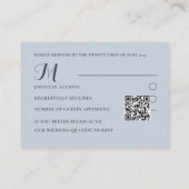 Boho Dusty Blauw & Paarse Bloemen Bruiloft RSVP Informatiekaartje (Achterkant)