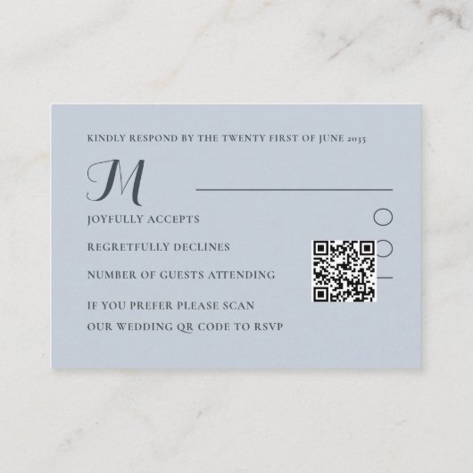 Boho Dusty Blauw & Paarse Bloemen Bruiloft RSVP Informatiekaartje (Achterkant)