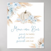 Boho Dusty Blauw Pompoen Baby shower Moeder Osa Ba Poster (Voorkant)