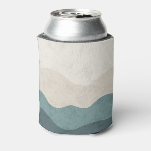 Boho Dusty Blauw Retro Typografie Bruiloft Gunsten Blikjeskoeler (Blikje Achterkant)