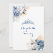 Boho Dusty Blauwe Jurk Prinses Quinceañera Kaart (Achterkant)