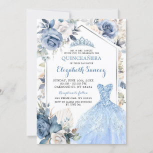 Boho Dusty Blauwe Jurk Prinses Quinceañera Kaart