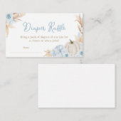 Boho Dusty Blauwe Pompoen Luier Raffle Informatiekaartje (Voorkant / Achterkant)