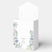 Boho Dusty Blauwe Waterverf Bloemenbruiloft Bedankdoosjes (Geopend)