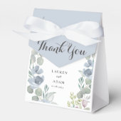 Boho Dusty Blauwe Waterverf Bloemenbruiloft Bedankdoosjes (Voorkant Zijde)