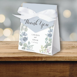 Boho Dusty Blauwe Waterverf Bloemenbruiloft Bedankdoosjes