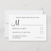 Boho Dusty Blauwe Waterverf Bloemenbruiloft RSVP Kaartje (Achterkant)