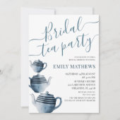 Boho Dusty Blauwe Waterverf Bruidsthee Party Kaart (Voorkant)