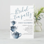 Boho Dusty Blauwe Waterverf Bruidsthee Party Kaart (Staand voorkant)