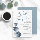 Boho Dusty Blauwe Waterverf Bruidsthee Party Kaart