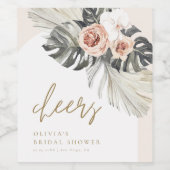 Boho Dusty Bloemenboog Wijn Etiket (Enkel label)