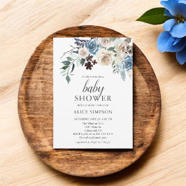 Boho Dusty Blue Baby shower Invitation Kaart