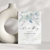 boho dusty blue baby shower-uitnodiging kaart