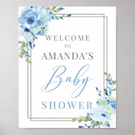 Boho dusty blue baby shower welkomstbord poster
