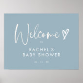 Boho Dusty Blue Baby shower Welkomstbord Poster (Voorkant)
