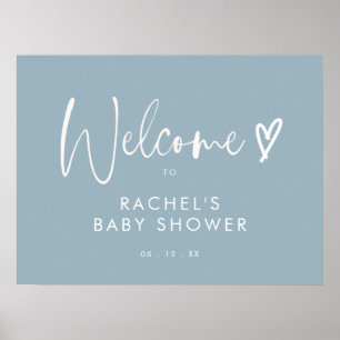 Boho Dusty Blue Baby shower Welkomstbord Poster