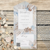 Boho Dusty Blue Beach Rustic QR Code