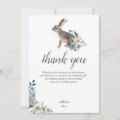 Boho Dusty Blue Beige Flowers Baby shower Bedankkaart (Voorkant)