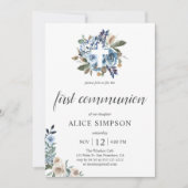 Boho Dusty Blue Beige Flowers First Community Kaart (Voorkant)