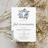 Boho Dusty Blue Beige Flowers First Community Kaart