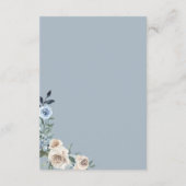 Boho Dusty Blue Beige Flowers Weddenschap Details Informatiekaartje (Achterkant)