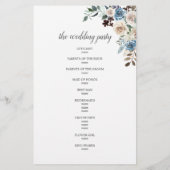 Boho Dusty Blue Beige Flowers Wedding Programme (Achterkant)