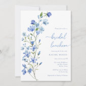 Boho Dusty Blue Bloemen Bruids Luncheon Kaart (Voorkant)