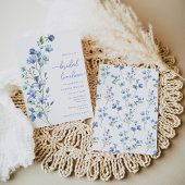 Boho Dusty Blue Bloemen Bruids Luncheon Kaart