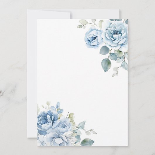 Boho Dusty Blue Bloemen Eerste Heilige Communie Kaart (Achterkant)