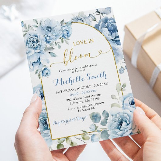 Boho Dusty Blue Bloemen Liefde in Bloom Vrijgezell Kaart