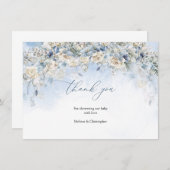 Boho dusty blue bloemen witte roodroos eucalyptus bedankkaart (Voorkant / Achterkant)