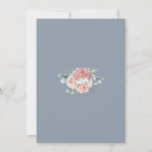 Boho Dusty Blue Blush Pink Floral Rustic Wedding Kaart (Achterkant)