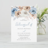 Boho Dusty Blue: Bohemian Wedding Rehearsal Dinner Kaart (Staand voorkant)