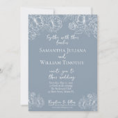 Boho Dusty Blue Botanical Floral Modern Wedding Kaart (Voorkant)