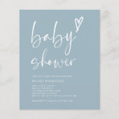 Boho Dusty Blue Boy Baby shower Uitnodiging (Voorkant)
