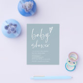 Boho Dusty Blue Boy Baby shower Uitnodiging Flyer (Enkel)