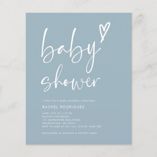 Boho Dusty Blue Boy Baby shower Uitnodiging Flyer (Voorkant)