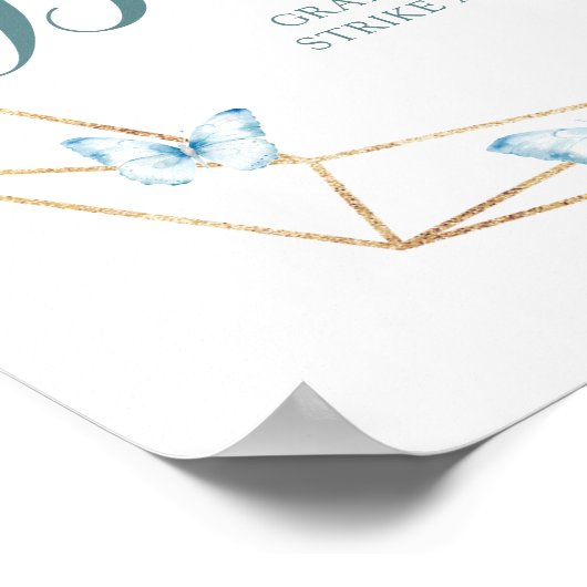 Boho Dusty Blue Butterfly Verjaardag Fotocabine Poster (Hoek)