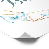 Boho Dusty Blue Butterfly Verjaardag Gastenboek Poster (Hoek)