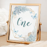 Boho Dusty Blue Butterfly Verjaardag Kaart<br><div class="desc">Boho Dusty Blue Butterfly Verjaardagstabel nummer</div>