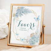 Boho Dusty Blue Butterfly Verjaardagsgunsten Poster