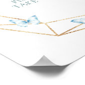 Boho Dusty Blue Butterfly Verjaardagsgunsten Poster (Hoek)