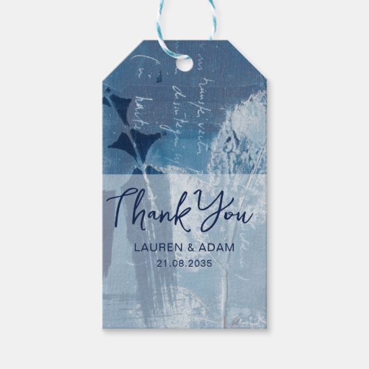 Boho Dusty Blue Dank je bruiloft Cadeaulabel (Voorkant)